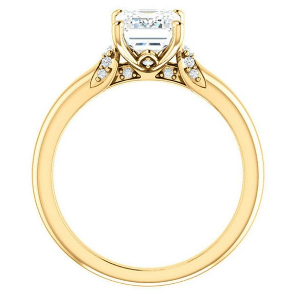 3.5Carat -10x8mm Emerald Moissanite Accented Engagement Ring - Picture 8 of 15